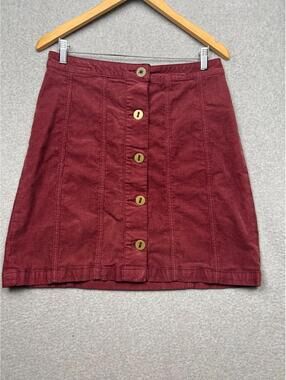 70s Pilcro Mini Corduroy Button Front Skirt Womens 10 Minimalist Retro MCM